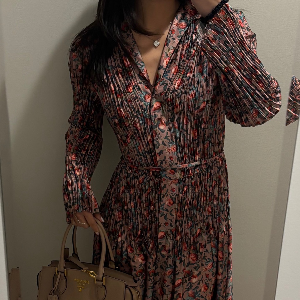 Vince Berry Blooms Pleated Dress (Xs)